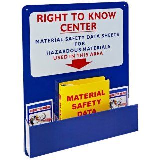Brady 2001 30" Height, 24" Width, 4 1/2" Depth, Tough Acrylic, Red And White On Blue Color Standard Right To Know Center Industrial Warning Signs