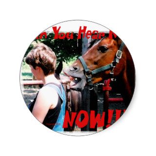 Funny Horse Can You hear me now? Round Stickers