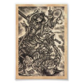 Cool classic vintage japanese demon ink tattoo poster
