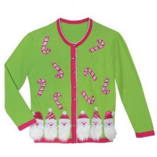 Whatonearth Women's Santa Face Christmas Cardigan Sweater Womens Xl Christmas Sweater