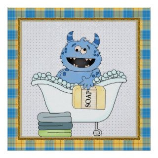Kids Bathroom Cartoon Monster poster