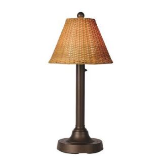 Patio Living Concepts Tahiti II 30 in. Outdoor Bronze Table Lamp with Antique Honey Wicker Shade 18227