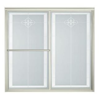 STERLING Deluxe 59 3/8 in. x 56 1/4 in. Framed Bypass Tub/Shower Door in Nickel with Templar Glass Pattern 5905 59N G62
