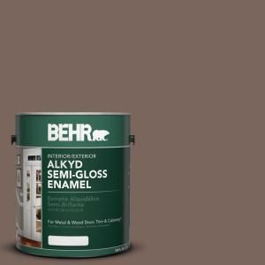 BEHR 1 gal. #AE 5 Chocolate Brown Semi Gloss Enamel Alkyd Interior/Exterior Paint 393001