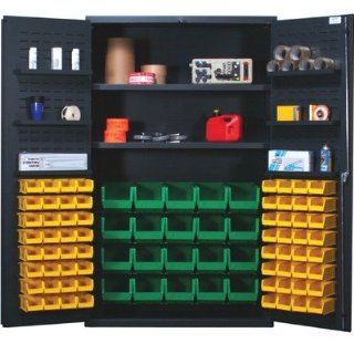 Quantum QSC 4804 48" Wide Welded Storage Cabinet with 84 Ultra Bins Bin Color Red