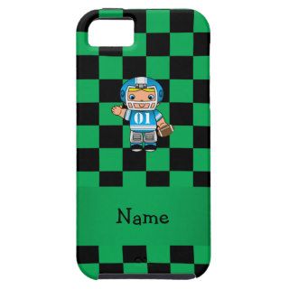Personalized name football player green checkers case for iPhone 5/5S
