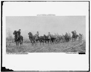 Photo Battery, light artillery en route, horse, Civil War, William Thomas Trego, c1900   Prints