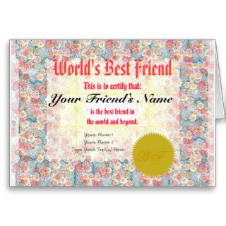 Make a World's Best Friend Certificate Greeting Card