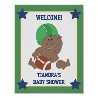Football Baby African American Welcome Sign Poster