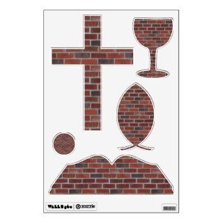Brick Wall and Mortar   Dark Red, White Wall Decals