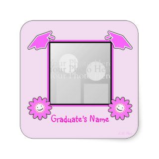Pink Graduation Smiley Flowers (photo frame) Stickers