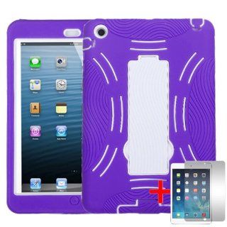 APPLE IPAD MINI 2 PURPLE WHITE HYBRID DUAL CURVE RUBBER KICKSTAND COVER HARD GEL CASE + FREE SCREEN PROTECTOR from [ACCESSORY ARENA] Cell Phones & Accessories