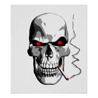 Skull Smoking Cigarette Print