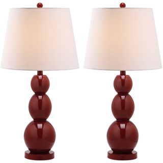 Jayne Three Sphere Glass 1 light Red Table Lamps (Set of 2) Safavieh Lamp Sets