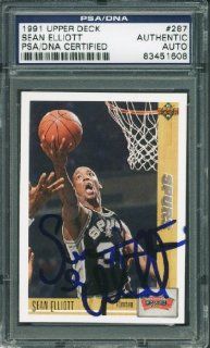 SPURS SEAN ELLIOTT AUTHENTIC SIGNED CARD 1991 UPPER DECK #287 PSA/DNA SLABBED at 's Sports Collectibles Store