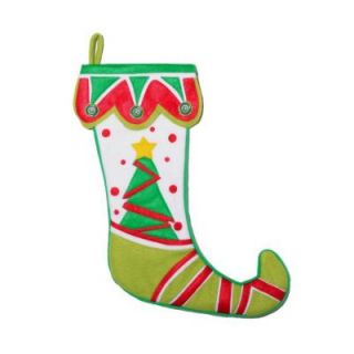 Home Accents Holiday 19 in. Fleece White, Green and Red Jester Stocking 1195937 2