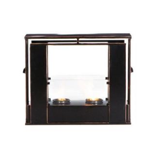 Southern Enterprises 24 in. Portable Indoor/Outdoor Gel Fuel Fireplace in Black with Copper Accents FA5847