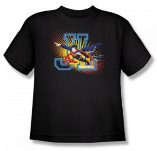 Justice League   Heroes Unite Youth T Shirt In Black Clothing