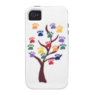 Paw Print Tree Design   Multi Color Case Mate iPhone 4 Case