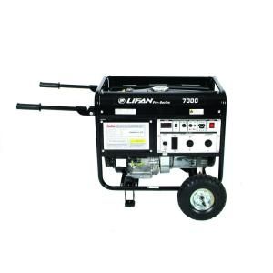 LIFAN Pro Series 7,000 Watt 13 HP 389cc GFCI Gasoline Powered Contractor Generator with Wheel Kit LF7000 wk