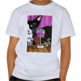 Tuxedo Cat Wine T Shirts