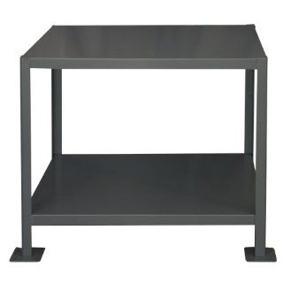 Durham Steel Heavy Duty Machine Table, MT367236 3K295, 2 Shelves, 3000 lbs Capacity, 72" Length x 36" Width x 36" Height, Powder Coat Finish Science Lab Benches