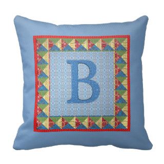 Letter B 'Fabric Quilt' Style Initial and Pattern Throw Pillows