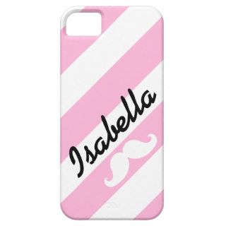 FUNNY MUSTACHE PINK STRIPES iPHONE 5 CASE