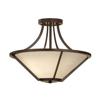 Murray Feiss SF296HTBZ Nolan Collection 3 Light Semi Flush, Heritage Bronze Finish with Cream Etched Glass   Close To Ceiling Light Fixtures  