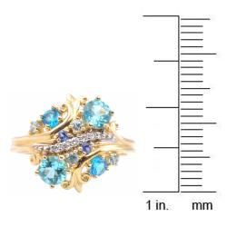 Michael Valitutti 14k Yellow Gold Blue Multi gemstone and Diamond Ring Michael Valitutti Gemstone Rings