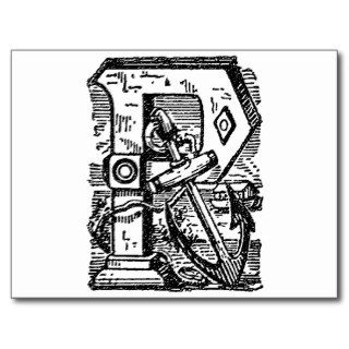 Antique Calligraphy Masonic Symbols Letter P Postcards