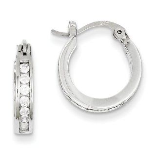 Sterling Silver CZ Hoop Earrings Jewelry