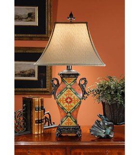 Wildwood Lamps 46817 Handled 1 Light Table Lamps in Hand Painted Decor On Porcelain    