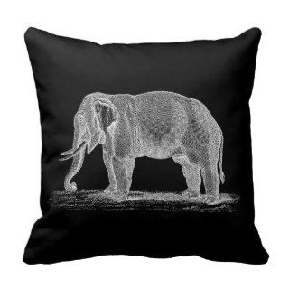 White Elephant Vintage 1800s Illustration Pillows
