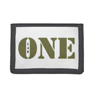 “ONE” purse Army styling Tri fold Wallets