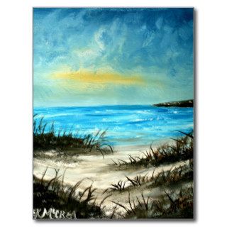 square oil beach painting post cards
