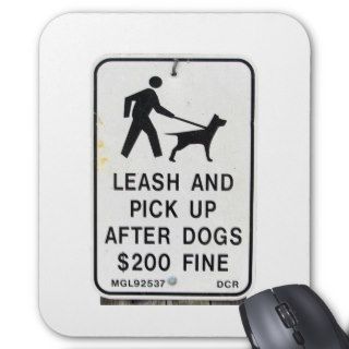 Leash Dog Sign Mouse Pads
