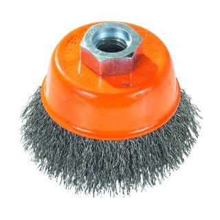 Walter 13E514 Crimped Wire Cup Brush, Threaded Hole, Stainless Steel 304, 5" Diameter, 0.020" Wire Diameter, 5/8" 11 Arbor, 8600 Maximum RPM Abrasive Cup Brushes