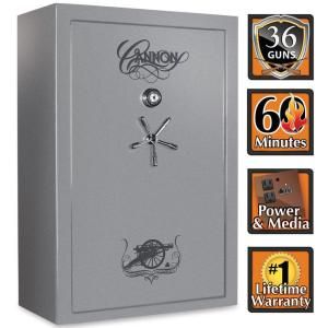 Cannon 36 Gun 60 in. H x 40 in. W x 24 in. D Hammertone Grey Electronic Lock Deluxe Fire Safe with Chrome Finish CA33 H2FDC 13