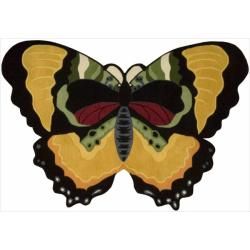 Nourison Hand Tufted Yellow Butterfly Wool Rug (2' x 3') Nourison Accent Rugs