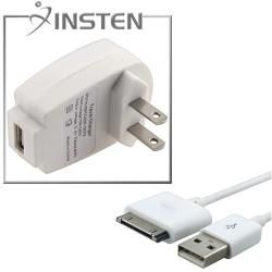 White USB Cable/Compact Travel Charger Adapter for Apple iPhone Eforcity Cell Phone Chargers