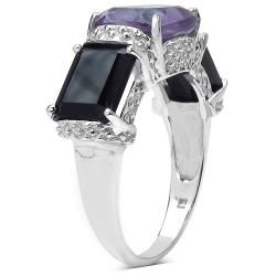 Malaika Sterling Silver Amethyst and Black Onyx Ring Malaika Gemstone Rings