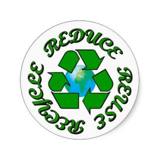 Reduce Reuse Recycle Round Sticker
