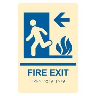 ADA Fire Exit Left Braille Sign RRE 250 BLUonIvory Enter / Exit  Business And Store Signs 