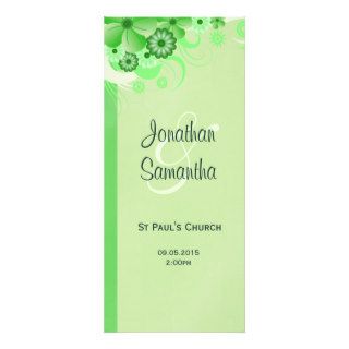 Green Hibiscus Floral Wedding Program Templates Personalized Rack Card