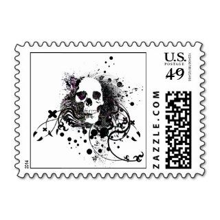 skullz. straight twisted arrows. postage stamp