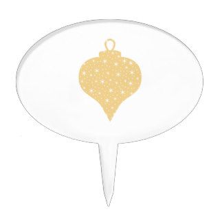 Gold Color Christmas Bauble Design. Cake Toppers