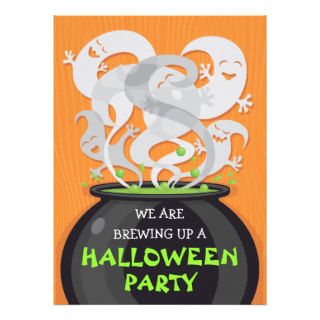 Ghosts & Witches Cauldron Halloween Invitation