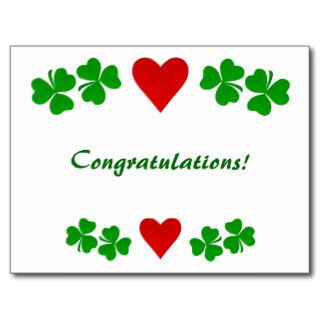 Congratulations Irish Shamrock blessing Card Post Card
