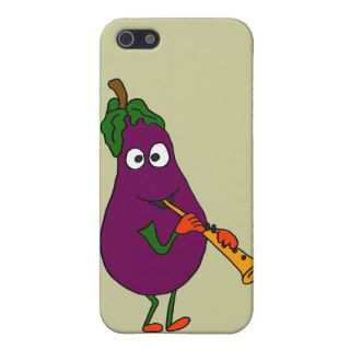 XX  Eggplant Playing Clarinet Cartoon Cover For iPhone 5